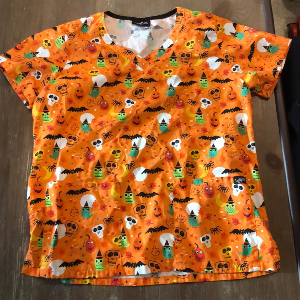 Halloween scrub top